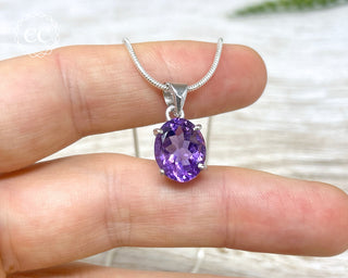 Amethyst Faceted Silver Necklace #4