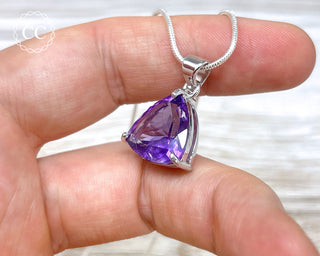 Amethyst Faceted Silver Necklace #3