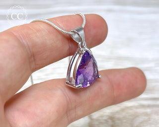 Amethyst Faceted Silver Necklace #3