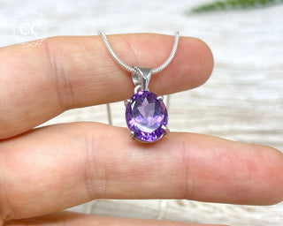 Amethyst Faceted Silver Necklace #4
