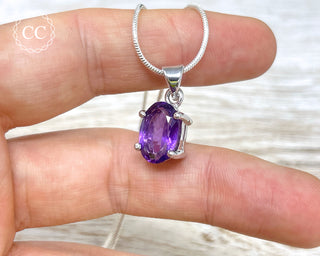 Amethyst Faceted Silver Necklace #6