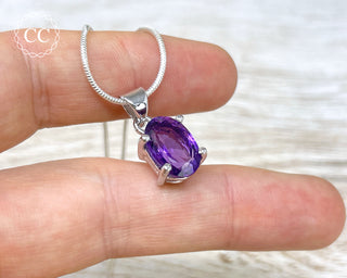 Amethyst Faceted Silver Necklace #6