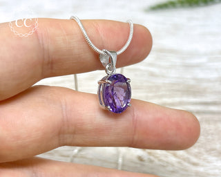 Amethyst Faceted Silver Necklace #4