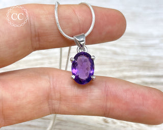 Amethyst Faceted Silver Necklace #6
