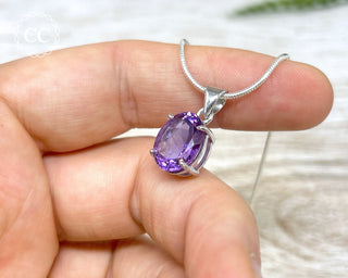 Amethyst Faceted Silver Necklace #4