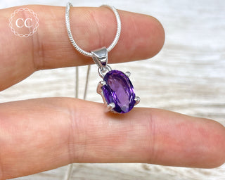 Amethyst Faceted Silver Necklace #6