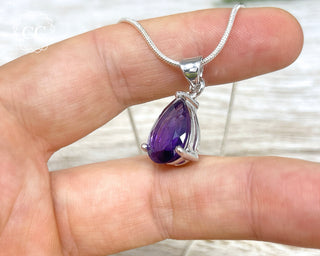 Amethyst Faceted Silver Necklace #5