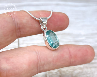 Aqua Kyanite Faceted Silver Necklace #1