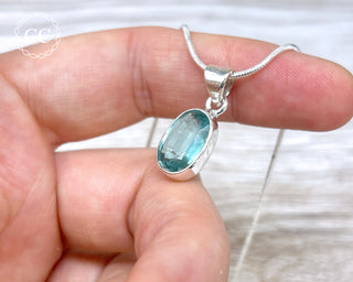Aqua Kyanite Faceted Silver Necklace #1