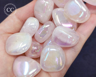 Aura Rose Quartz Tumbled Crystal