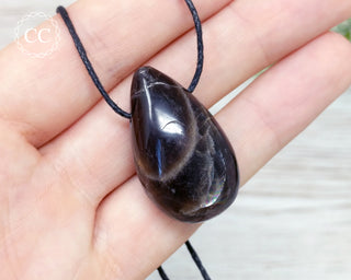 Black Moonstone Drilled Teardrop Necklace