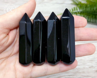 Black Obsidian 60mm Crystal Wands in hand