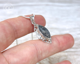 Black Sunstone (Graphite in Quartz) Silver Necklace #1