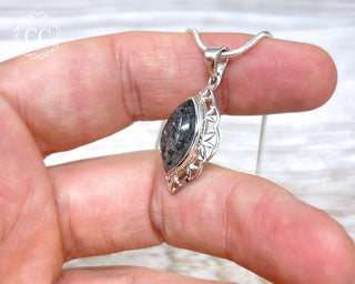 Black Sunstone (Graphite in Quartz) Silver Necklace #1