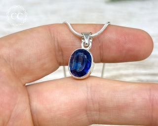 Blue Kyanite Faceted Silver Necklace #4