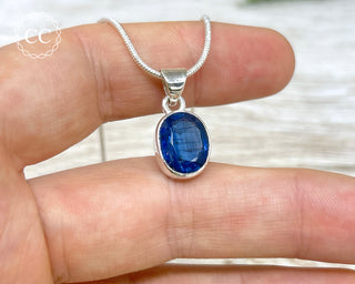 Blue Kyanite Faceted Silver Necklace #4