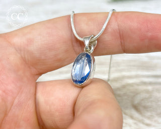 Blue Kyanite Faceted Silver Necklace #3