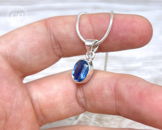 Blue Kyanite Faceted Silver Necklace #1