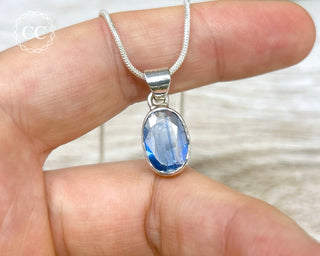 Blue Kyanite Faceted Silver Necklace #3