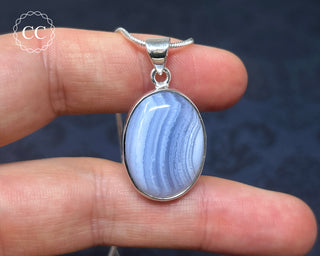 Blue Lace Agate Silver Necklace #1
