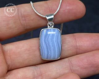 Blue Lace Agate Silver Necklace #4