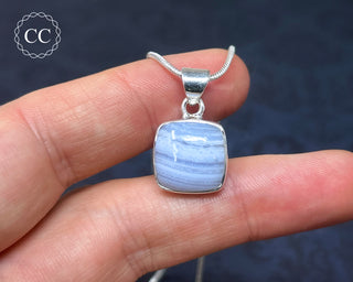 Blue Lace Agate Silver Necklace #2