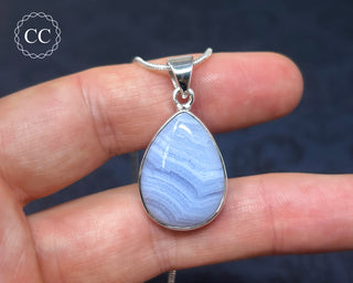Blue Lace Agate Silver Necklace #3