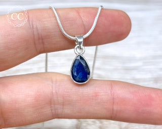 Blue Sapphire Faceted Silver Necklace #1