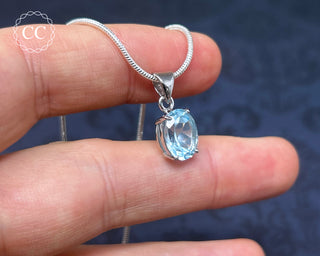 Blue Topaz Faceted Silver Necklace #3