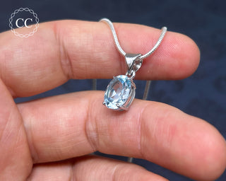 Blue Topaz Faceted Silver Necklace #3