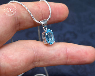 Blue Topaz Faceted Silver Necklace #1