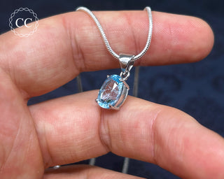 Blue Topaz Faceted Silver Necklace #1
