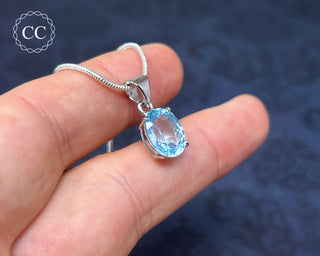 Blue Topaz Faceted Silver Necklace #2