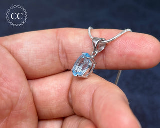 Blue Topaz Faceted Silver Necklace #2