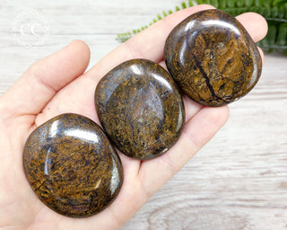 Bronzite Palm Stones in hand