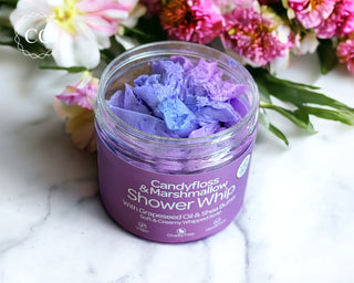 Candyfloss and Marshmallow Whipped Soap with lid open