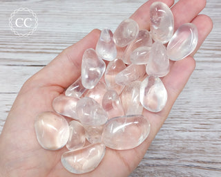 Clear Quartz Tumbled Crystals in hand