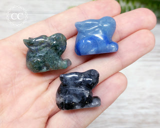 Mini Crystal Rabbit carvings in hand