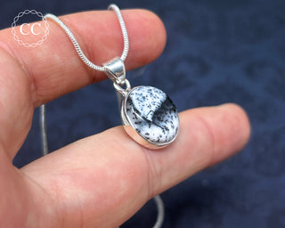 Merlinite | Dendritic Opal Silver Necklace #1