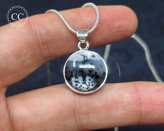 Merlinite | Dendritic Opal Silver Necklace #3