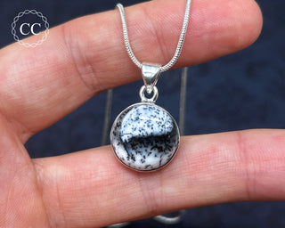 Merlinite | Dendritic Opal Silver Necklace #1
