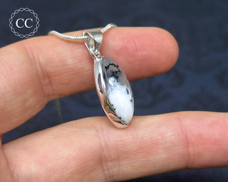 Merlinite | Dendritic Opal Silver Necklace #4