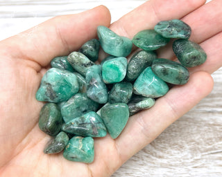 Emerald in Matrix Tumbled Crystala in hand