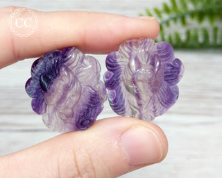 Rainbow Fluorite Fox / Ninetails - Flat Back Carving