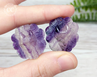 Rainbow Fluorite Fox / Ninetails carvings