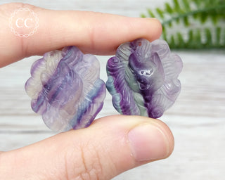 Rainbow Fluorite Fox / Ninetails - Flat Back Carving