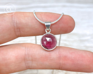 Garnet Faceted Silver Necklace #3