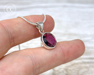 Garnet Faceted Silver Necklace #3