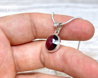 Garnet Faceted Silver Necklace #3
