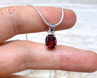 Garnet Faceted Silver Necklace #1